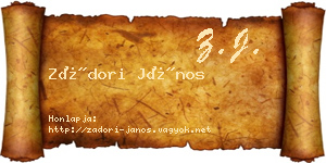 Zádori János névjegykártya